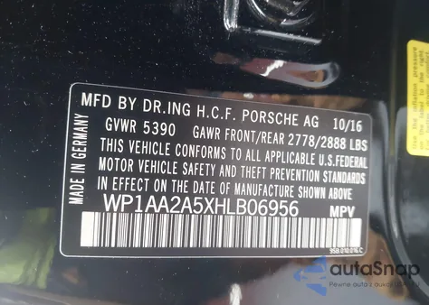 2017 Porsche Macan z USA, uszkodzony, nr VIN WP1AA2A5XHLB06956